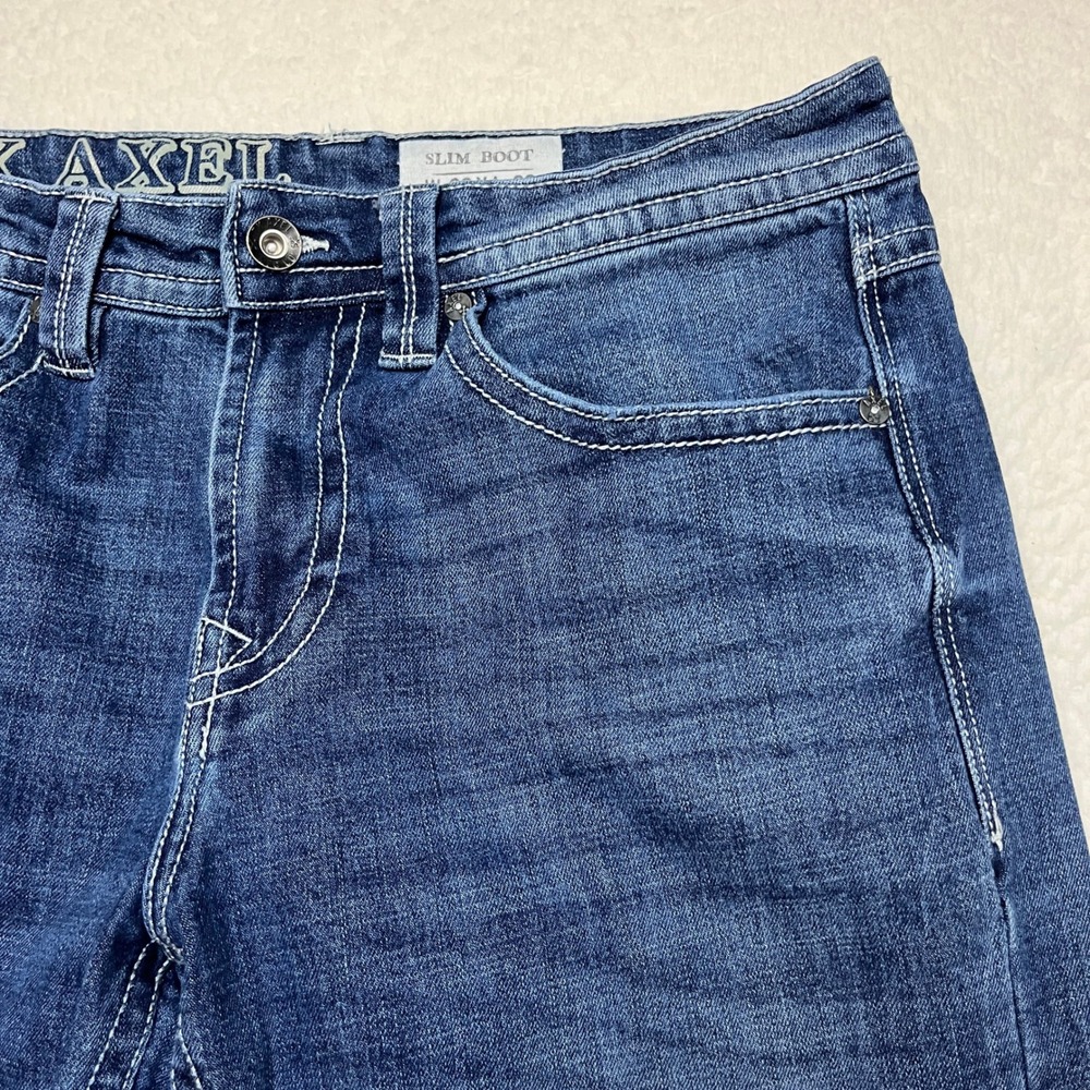 TK Axel Jeans Mens 32x30 Blue Slim Boot Hartford Conn Contrast Stitch Denim